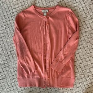 LOFT Coral Button-Up Cardigan